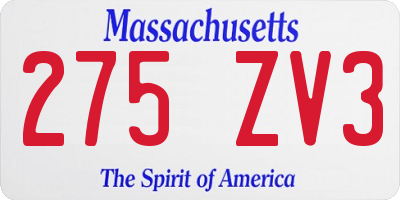 MA license plate 275ZV3