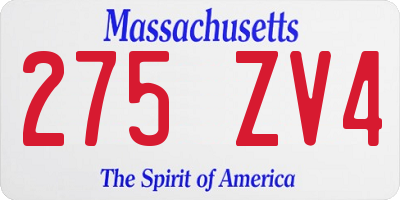 MA license plate 275ZV4