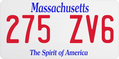 MA license plate 275ZV6