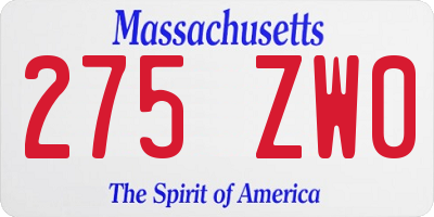 MA license plate 275ZW0
