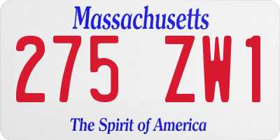 MA license plate 275ZW1