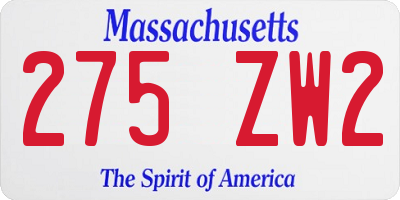 MA license plate 275ZW2