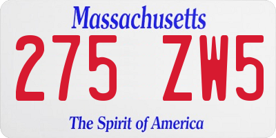 MA license plate 275ZW5