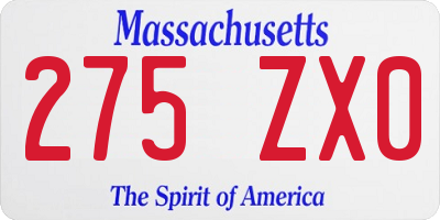 MA license plate 275ZX0