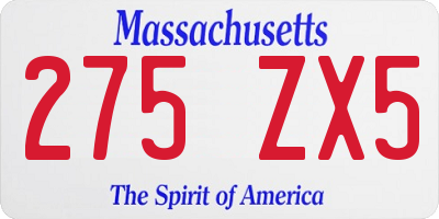 MA license plate 275ZX5