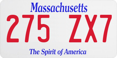 MA license plate 275ZX7