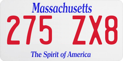 MA license plate 275ZX8