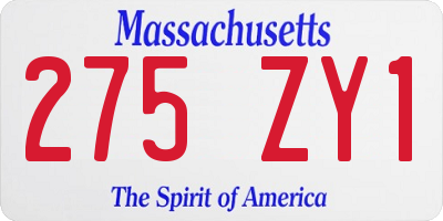 MA license plate 275ZY1