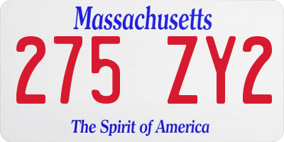 MA license plate 275ZY2