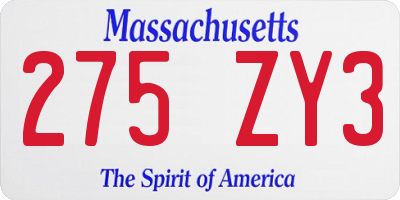 MA license plate 275ZY3