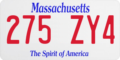 MA license plate 275ZY4