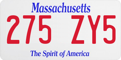 MA license plate 275ZY5