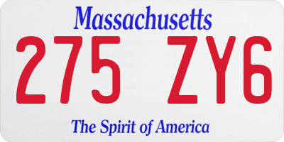 MA license plate 275ZY6