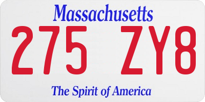 MA license plate 275ZY8