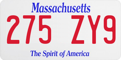MA license plate 275ZY9
