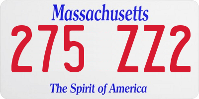 MA license plate 275ZZ2