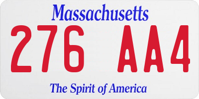 MA license plate 276AA4