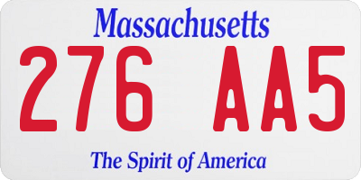 MA license plate 276AA5