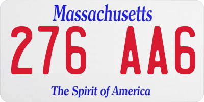 MA license plate 276AA6