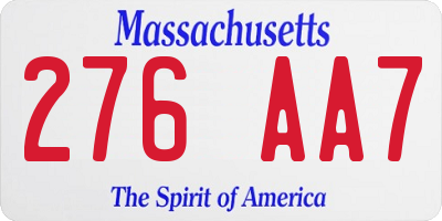 MA license plate 276AA7