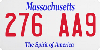 MA license plate 276AA9