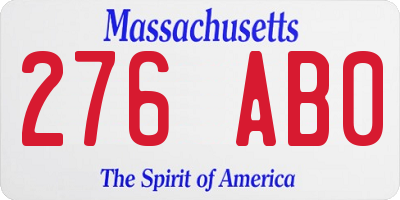 MA license plate 276AB0