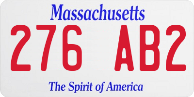 MA license plate 276AB2