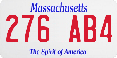 MA license plate 276AB4