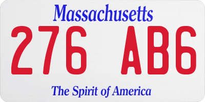 MA license plate 276AB6