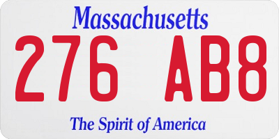 MA license plate 276AB8