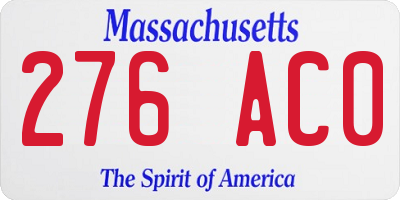 MA license plate 276AC0
