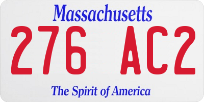MA license plate 276AC2