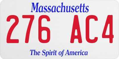 MA license plate 276AC4