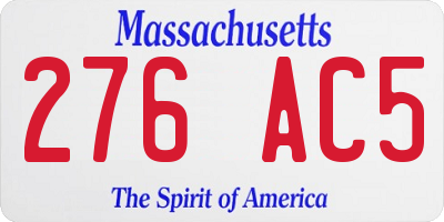 MA license plate 276AC5
