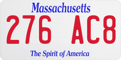MA license plate 276AC8
