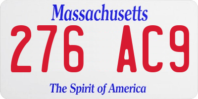 MA license plate 276AC9