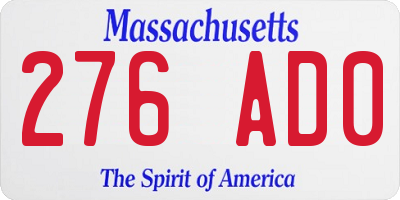 MA license plate 276AD0