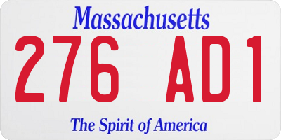MA license plate 276AD1