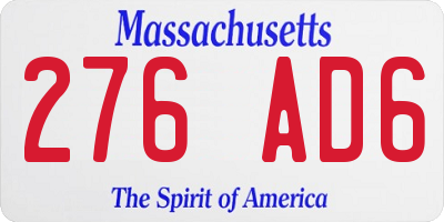 MA license plate 276AD6