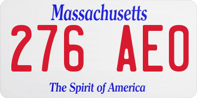 MA license plate 276AE0