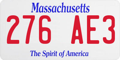 MA license plate 276AE3
