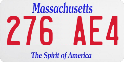 MA license plate 276AE4