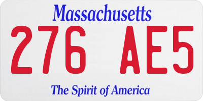 MA license plate 276AE5
