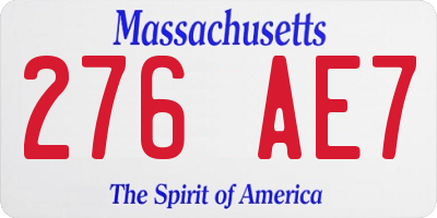 MA license plate 276AE7