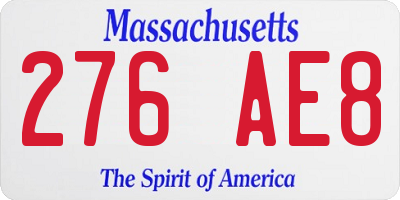 MA license plate 276AE8