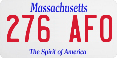 MA license plate 276AF0