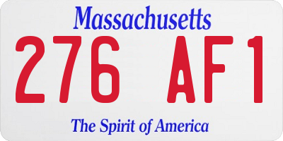MA license plate 276AF1