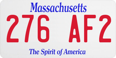 MA license plate 276AF2