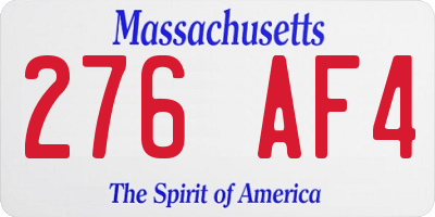 MA license plate 276AF4