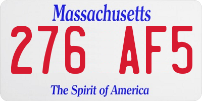 MA license plate 276AF5